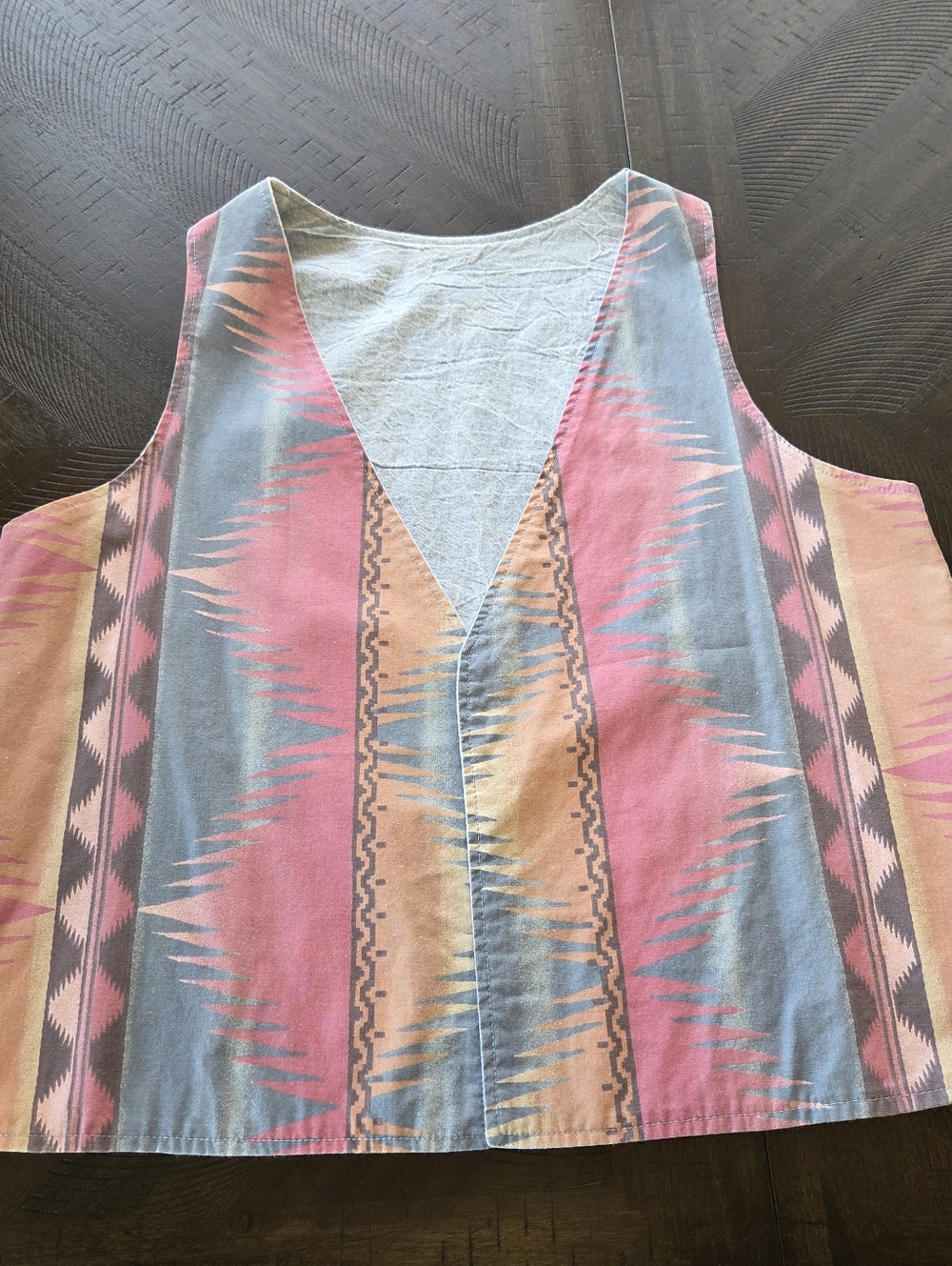 Vintage 90s Reversible Southwestern Aztec Denim Vest | XL